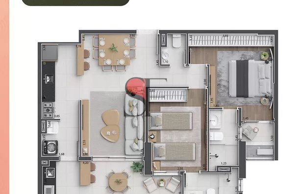 2 suítes/80,55m/2 vagas