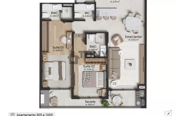 94M² PRIVATIVOS -  2 QUARTOS COM 1 SUÍTE + LAVABO - Foto 17