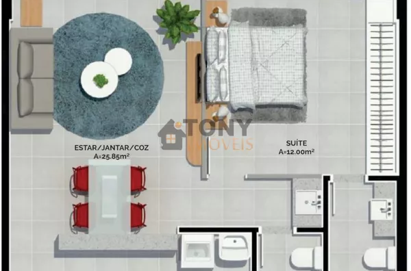 apartamento de 1 dormitório - suíte - sacada com currasqueira - Foto 17