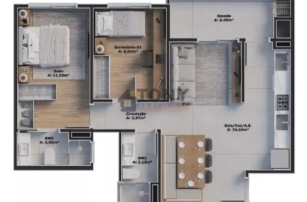 NOVO 2 QUARTOS COM SUÍTE - O MELHOR CLUBE DE SÃO JOSÉ - Foto 8