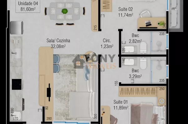 2 quartos com 2 suítes + lavabo - 81,60m² - Foto 20