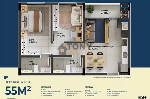 APARTAMENTO 2 QUARTOS COM SUITE PRÓXIMO DA BEIRA MAR DE SÃO JOSÉ - Foto 21