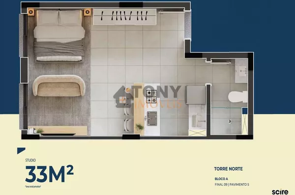 STUDIO COM 33M2 ATRAS PRÓXIMO DA BEIRA MAR DE SÃO JOSÉ
