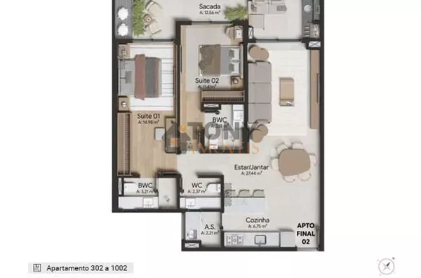 97 M² PRIVATIVOS - 2 SUÍTES + LAVABO+ 2 VGS - Foto 17