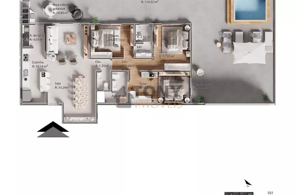 APTO GARDEN (3 DORMITÓRIOS -1 SUÍTE  + 2 DEMI SUITE ) 257M² PRIVATIVOS - Foto 21
