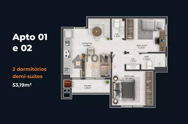 APARTAMENTO 2 QUARTOS NO LADO DA UNISUL PEDRA PRANCA - Foto 19
