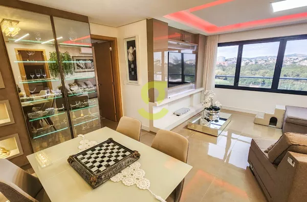 Espetacular apto MOBILIADO, andar alto, 102m priv, vista espetacular, churrasqueira, 3 dorm, suite, 2 vagas cobertas, deposito e infra! Prox ao Iguatemi!