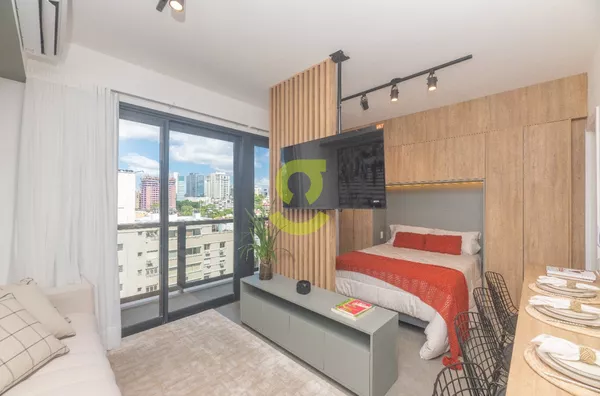 Studio alto padrão, 36m², vaga, infra completa, Anita Residence.