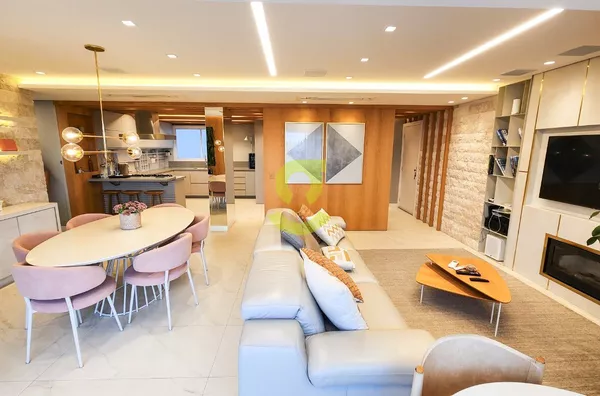 Espetacular apto totalmente MOBILIADO, 148m priv, lareira, lavabo, churrasqueira, sacada, 3 suites, e 2 vagas e infra completa!