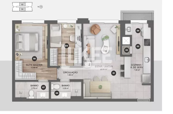 Jardim Botânico | Apartamento com 2 quartos (sendo 1 suíte) | 72,58m² | 2 banheiros | 1 Vaga | Churrasqueira | Em Porto Alegre/RS