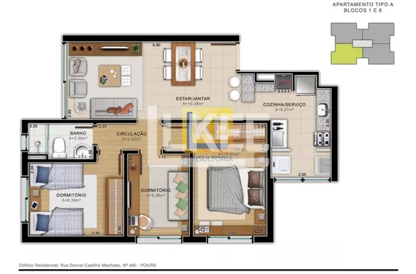 Planta 03 dormitorios