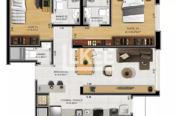 Passo da Areia | Apartamento com 2 quartos à venda | 78,16m² | 3 banheiros | 2 Vagas | Churrasqueira | Porto Alegre/RS - Foto 2