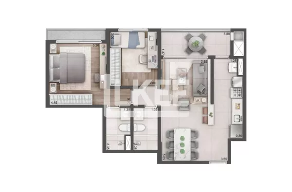 2D COM SUÍTE 69 m²