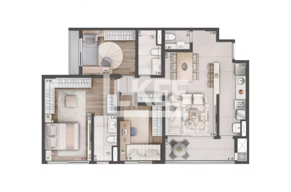 3D COM SUÍTE 93 m²