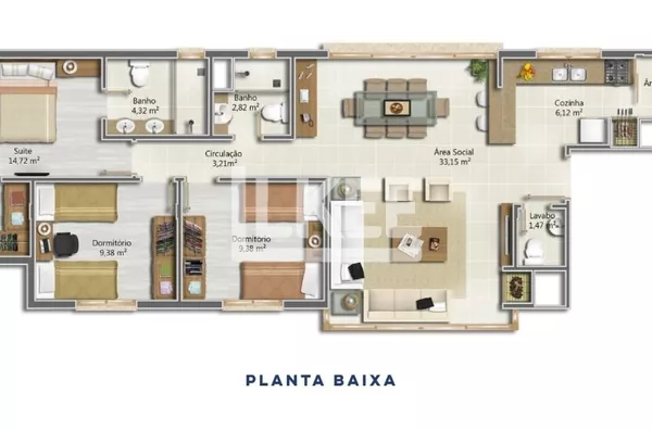 Petrópolis | Apartamento semi mobiliado com 3 quartos (sendo 1 suíte) para alugar | 103 m² | 2 vagas | Com lareira, sacada e churrasqueira | Em Porto Alegre/RS