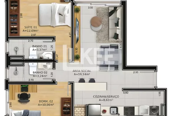 Passo da Areia | Apartamento com 2 quartos à venda | 69,10m² | 2 banheiros | Churrasqueira | 1 Vaga | Porto Alegre/RS