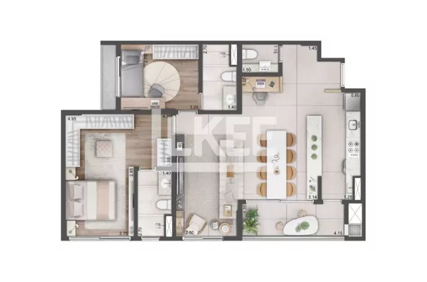 3D COM SUÍTE LIVING ESTENDIDO 93 m²