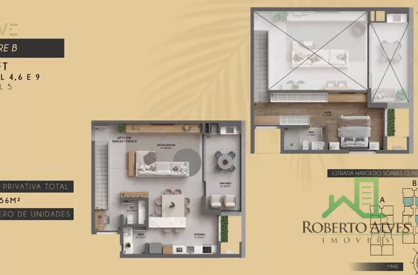 Lançamento - apartamento Loft com 1 suíte + lavabo de 117,56m² - Cacupé, Florianópolis