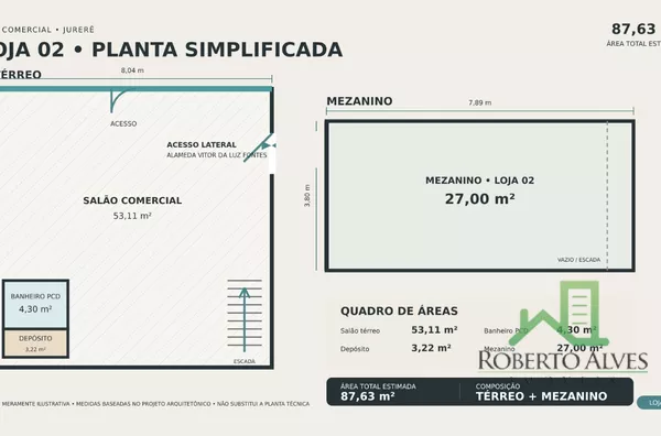 Loja comercial com mezanino | Acesso à Alameda | 87,63 m²