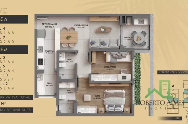 Lançamento - Apartamento de 2 dormitórios (1 suíte) com 77,18m² - Cacupé, Florianópolis