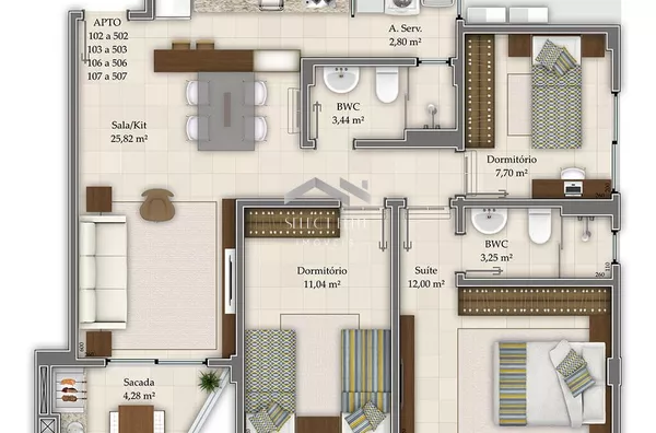 Quebec Residence, 3 dormitórios, 1 suíte e 2 demi-suítes