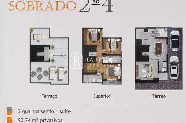 Sobrado para venda, 3 quarto(s),  Sítio Cercado, Curitiba - Foto 3