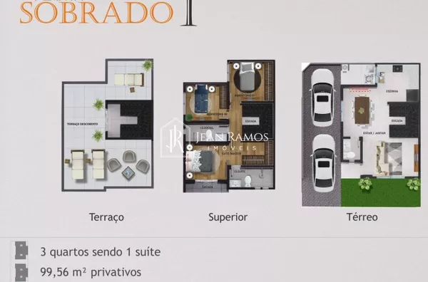 Sobrado para venda, 3 quarto(s),  Sítio Cercado, Curitiba - Foto 3