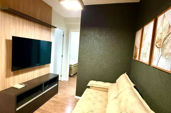 Apartamento mobiliado de 47m2 com 2 quartos e 1 vaga