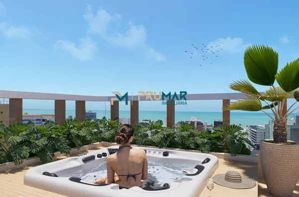 Área gourmet na cobertura com vista do mar