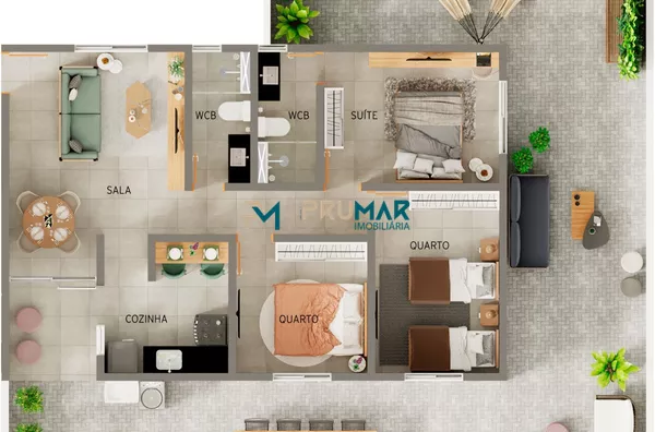 Apartamento Garden com 3 quartos e área externa privativa  nos Bancários