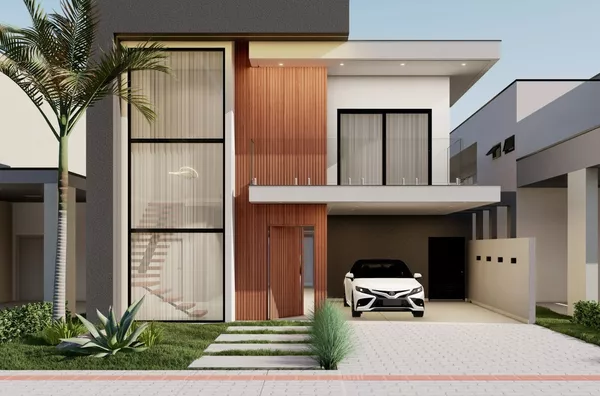 Sobrado com 4 suítes e 193m² de construção à venda no condomínio Araçari, em Londrina