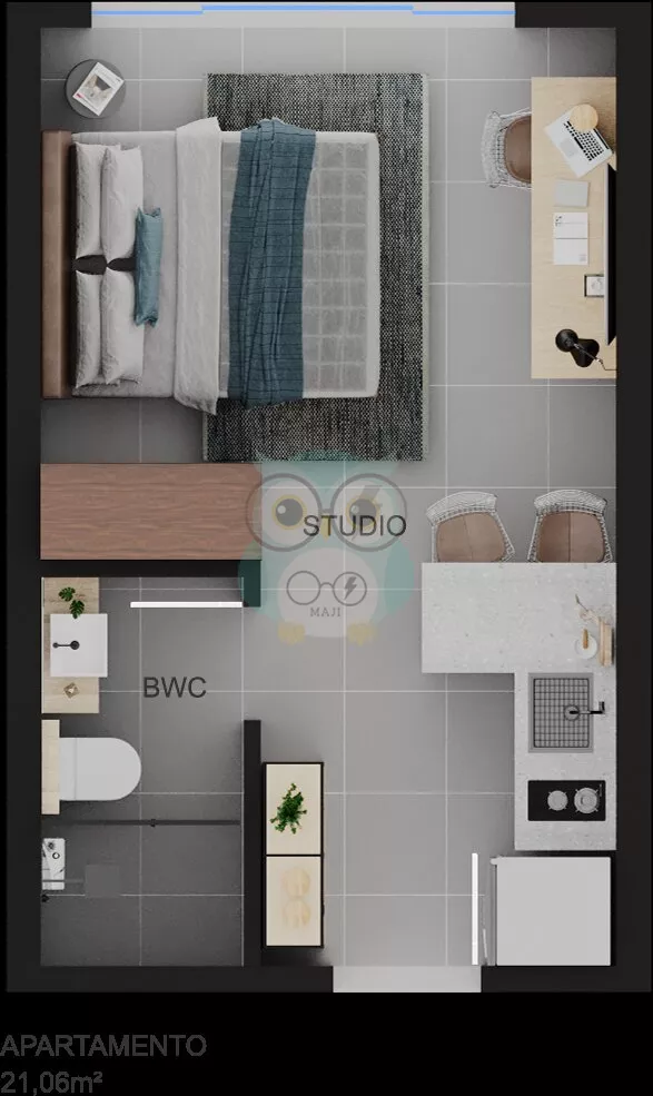Apartamento para venda, 1 quarto(s),  Centro, Curitiba - AP164