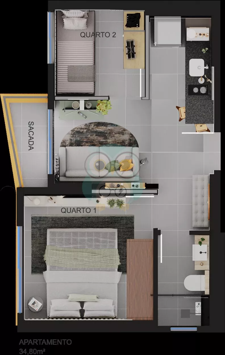Apartamento para venda, 1 quarto(s),  Centro, Curitiba - AP164