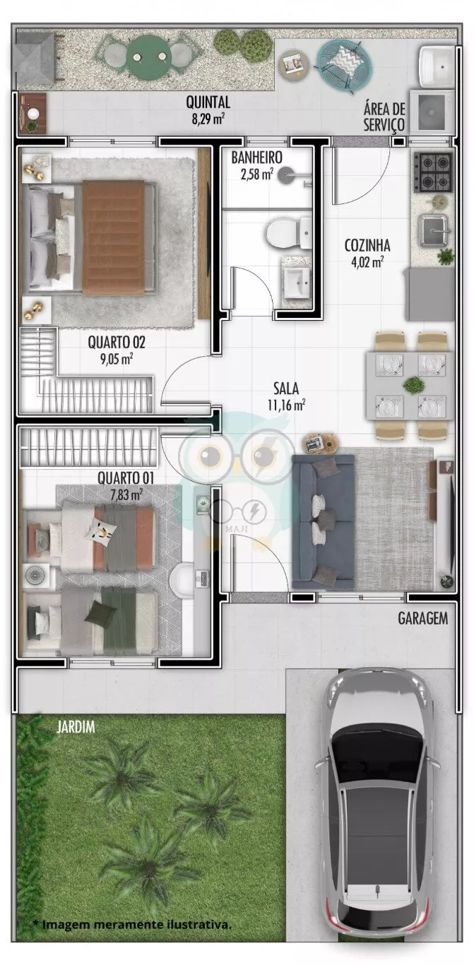 Casa para venda, 2 quarto(s),  Estados, Fazenda Rio Grande - CA274