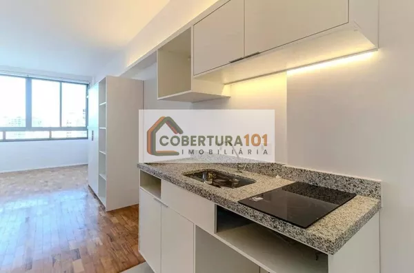 Studio para locação na República, 28m², reformado, com cozinha integrada e coworking no condomínio