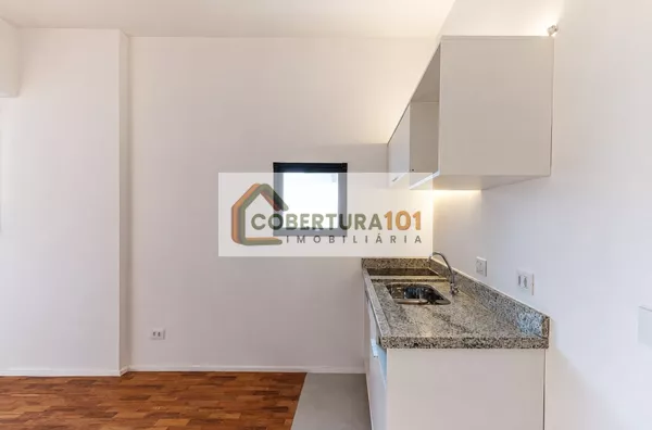 Apartamento para locação na República, 41 m², reformado, com cozinha integrada e coworking no condomínio