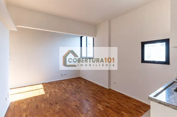 Apartamento para locação na República, 41 m², reformado, com cozinha integrada e coworking no condomínio