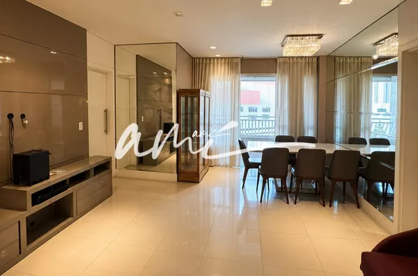 Apartamento de 134 m², mobiliado, com 3 suítes, sacada gourmet e 3 vagas de garagem à venda no Edifício Jardins de Provence – Cuiabá/MT