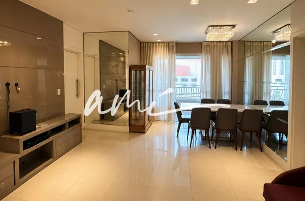 Apartamento de 134 m², mobiliado, com 3 suítes, sacada gourmet e 3 vagas de garagem à venda no Edifício Jardins de Provence – Cuiabá/MT