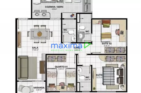 Excelente oportunidade! Ap 3/4 , 2 suites, 2 garagens, carregamento de veiculo elétrico!