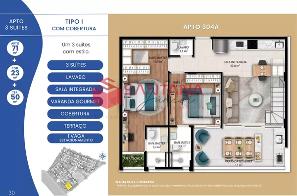 Apartamento 2 Suítes com Varanda Gourmet à Venda, Blue Vilas