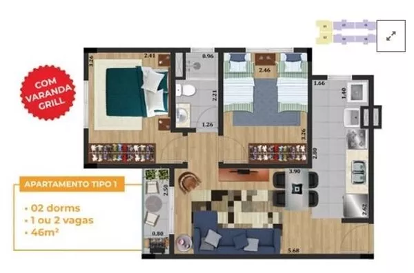 Apartamento com 2 dormitórios à venda, 43 m² por R$ 360.000,00 - Jardim Aida - Guarulhos/SP - Foto 2