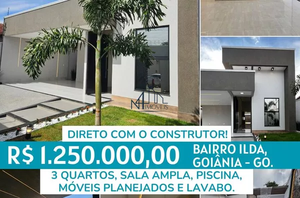 Casa 3 quartos - Bairro Ilda -  Aparecida de Goiânia - Go - Foto 1