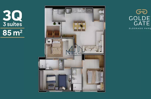 GOLDEN GATE APARTAMENTOS/2 E 3 QUARTOS SUÍTE/PLANTAS DE 63M²-76M² E 85M²