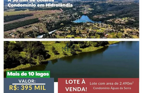Lote 2.490,45m² - Condominio Águas da Serra - Município de Hidrolândia - GO