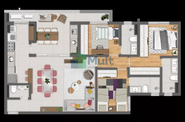 Apartamento Novo de Alto Padrão de frente para a Avenida localizado no Bairro Olhos D'água no Condomínio Ares com 110,80m² de área útil.