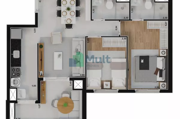 Apartamento de Alto Padrão em excelente localização no Bairro Jd. Olhos D'água com 69m² de área privativa.