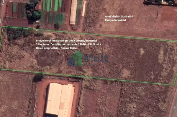 Terreno localizado na Cidade de Guairá-SP no Anel Viário Km2 com rua Manoel Marcos  no Pq Industrial com 3 Hectares .