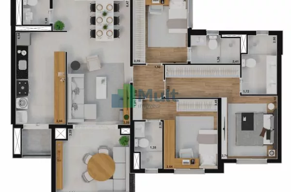 Apartamento Novo em Excelente localização no Edifício Lívit com 113m² de área privativa Bairro Olhos D'água. Pronto para morar!