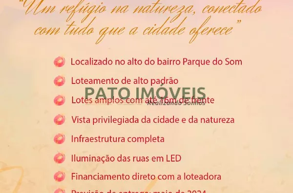 TERRENOS PARA VENDA NO BAIRRO PARQUE DO SOM